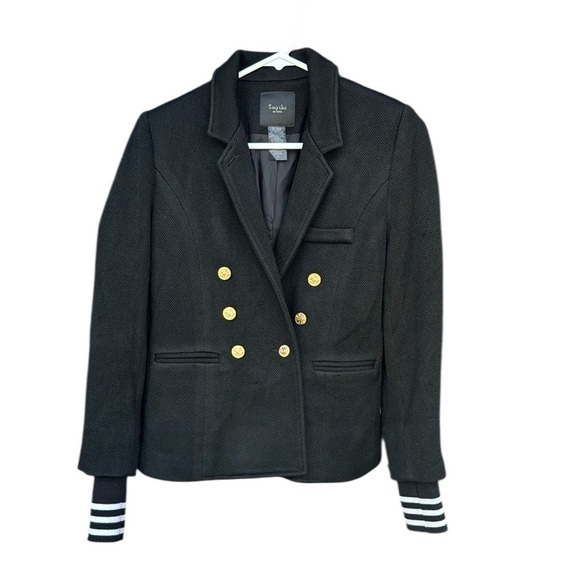 Smythe Black Wool College Blazer Jacket Gold Buttons size 4 nautical - Picture 2 of 6